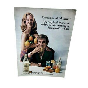 1973 Seagram’s Extra Dry Gin Vintage Ad Cocktail Fruit Couple
